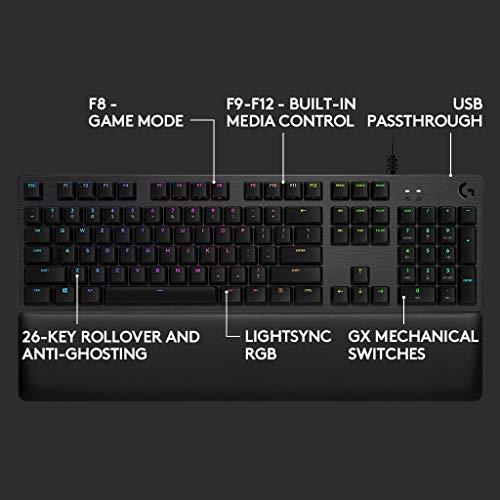 Logitech G513 Carbon LIGHTSYNC RGB Clavier de jeu mécanique avec interrupteurs GX Brown - Tactile