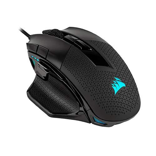 Corsair Nightsword RGB - komfortowa mysz z regulacją wydajności FPS/MOBA z podświetleniem RGB LED, 18000 DPI, czarna