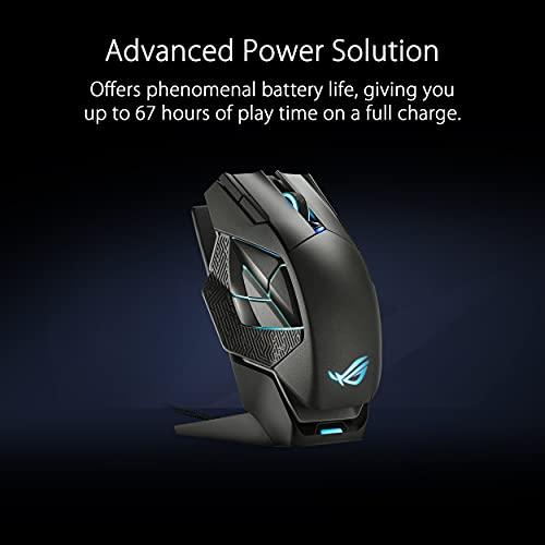 ASUS ROG Spatha X Wireless Gaming Mouse (Magnetischer Ladeständer, 12 programmierbare Tasten, 19.000 DPI, Push-fit Hot Swap Switch Sockets, ROG Micro Switches, ROG Paracord und Aura RGB Beleuchtung)