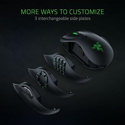 Ratón para juegos Razer Naga Trinity: Sensor óptico de 16.000 PPP - Iluminación RGB por croma - Placa lateral intercambiable con configuraciones de 2, 7 y 12 botones - Interruptores mecánicos