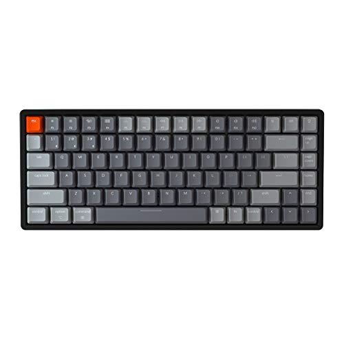 Keychron K2 Versión 2 Teclado Mecánico Inalámbrico para Juegos, Bluetooth/USB Cableado Compacto de 84 Teclas con Retroiluminación LED RGB para Mac Windows, Gateron G Pro Blue Switch