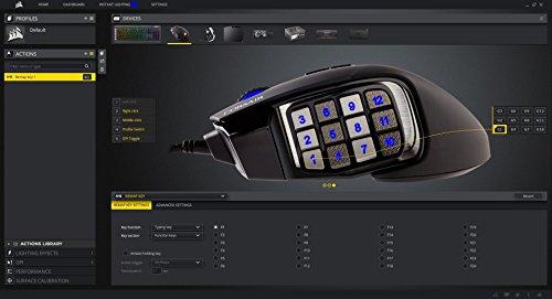 Corsair Scimitar Pro RGB - MMO Gaming Maus - 16.000 DPI Optischer Sensor - 12 programmierbare Seitentasten - Schwarz