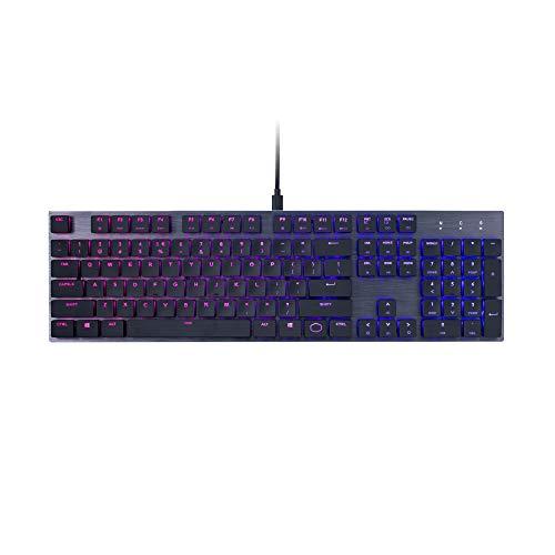 Cooler Master Sk-650-Gklr1-US Clavier mécanique SK650 avec interrupteurs Cherry MX à profil bas en aluminium brossé, disposition des touches en noir et blanc, pleine grandeur