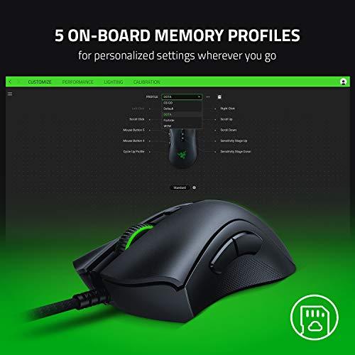 Souris de jeu Razer DeathAdder V2 : Capteur optique 20K DPI - Commutateur de souris de jeu le plus rapide - Éclairage Chroma RGB - 8 boutons programmables - Grips latéraux caoutchoutés - Noir classique