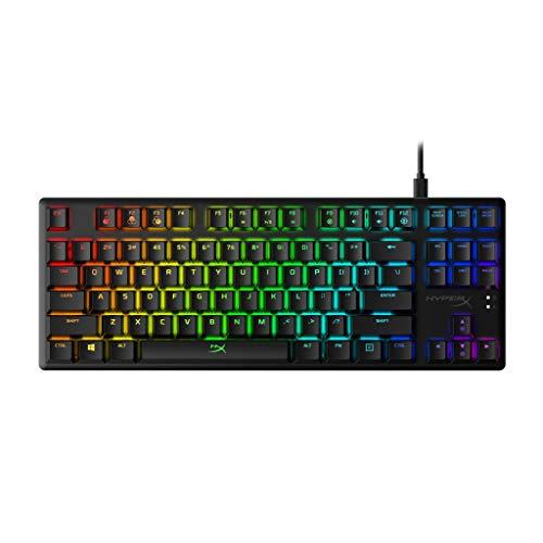 HyperX Alloy Origins Core - mechaniczna klawiatura do gier bez klawiszy, programowe dostosowanie oświetlenia i makr, kompaktowa obudowa, podświetlenie LED RGB, liniowe przełączniki HyperX Red