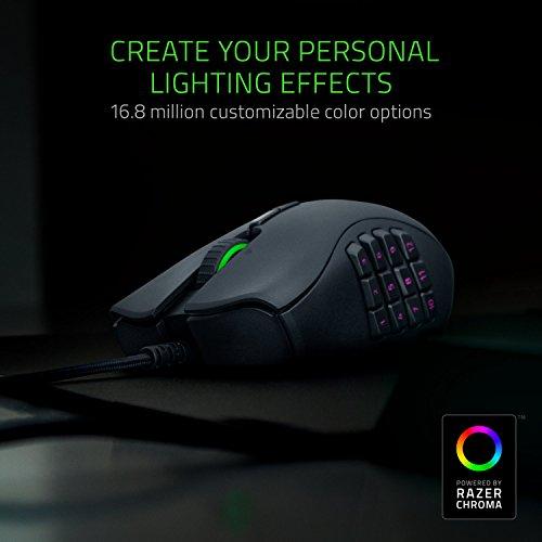 Ratón para juegos Razer Naga Trinity: Sensor óptico de 16.000 PPP - Iluminación RGB por croma - Placa lateral intercambiable con configuraciones de 2, 7 y 12 botones - Interruptores mecánicos