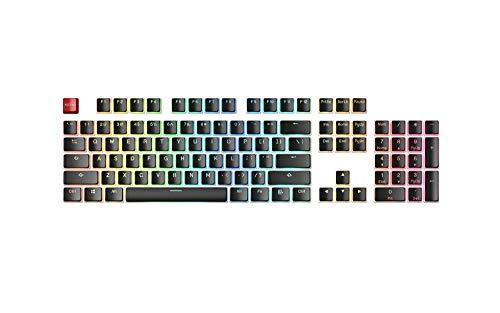 Glorious Aura V1 (Negro) Pudding Keycaps - Doble Tiro PBT Translúcido para Teclados Mecánicos, Juego de 104 Teclas, TKL, Compatible con Compacto, Disposición Inglesa (US) (Aura (Negro))