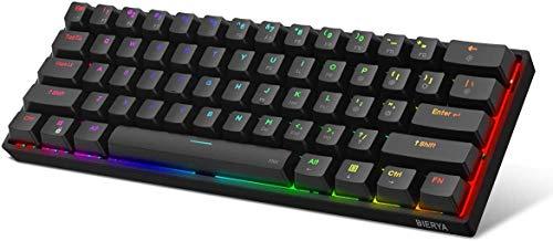 DIERYA DK61E 60% Teclado mecánico para juegos, retroiluminado RGB con cable de PBT resistente al agua Tipo-C Mini teclado compacto de 61 teclas para ordenador con todas las teclas programables (interruptor óptico rojo Gateron)