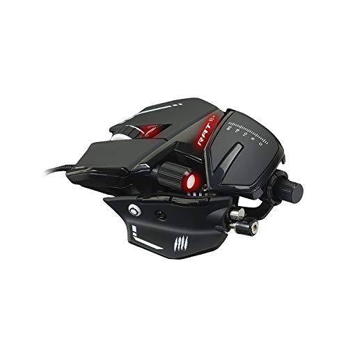 Ratón de juego con cable ajustable Mad Catz R.A.T. 8+ - 16000 DPI - 11 botones programables - 4 perfiles de usuario almacenados directamente - LED RGB personalizable - Apoyos adicionales para la palma y el meñique - Negro