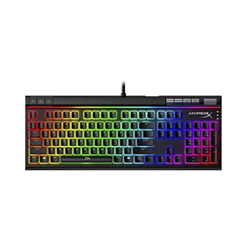 HyperX Alloy Elite 2 - Teclado mecánico para juegos, personalización de luces y macros controlada por software, tapas de teclas de ABS, controles multimedia, retroiluminación LED RGB. Interruptor lineal, rojo HyperX (renovado)