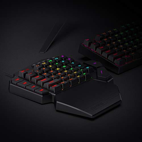 Redragon K585 DITI Mechanische Einhand-RGB-Gaming-Tastatur, professionelles Type-C-Gaming-Keypad mit 7 integrierten Makrotasten, abnehmbare Handgelenkstütze, 42 Tasten (schwarz-blauer Schalter)