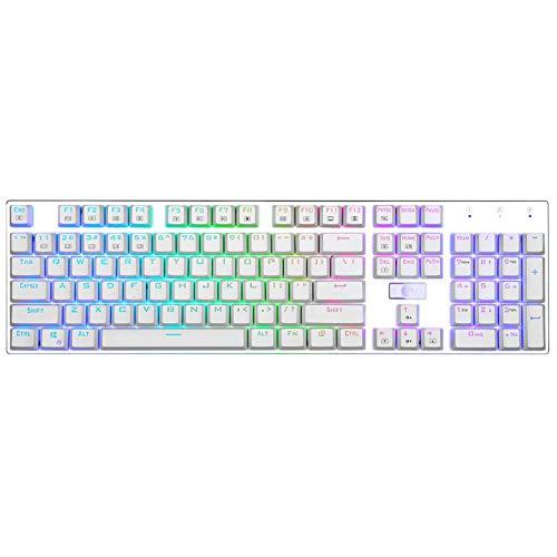 E Element Z-88 RGB Mechanical Gaming Keyboard, Red Switch - Linear & Quiet, programowalne podświetlenie RGB, wodoodporna, 104 klawisze Anti-Ghosting dla Mac PC, biała (odnowiona)