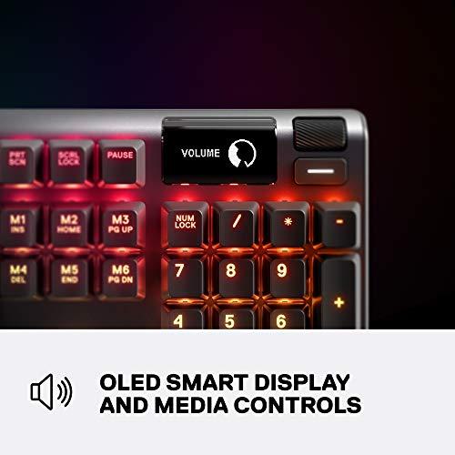 SteelSeries Apex 5 Hybrid Mechanical Gaming Keyboard - podświetlenie RGB dla poszczególnych klawiszy - ramka ze stopu aluminium lotniczego - wyświetlacz OLED Smart Display (Hybrid Blue Switch)