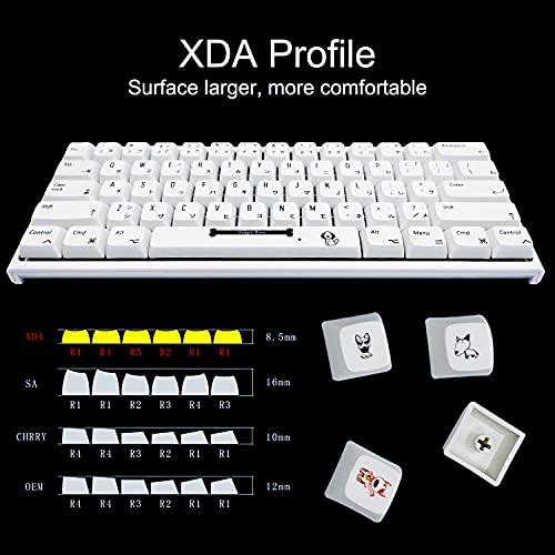 155 Cache-Clavier Blanc, Cache-Clavier PBT Profil XDA, Cache-Clavier Japonais Thème Minimaliste Convient aux Claviers Fullsize, Tenkeyless, Winkeyless, 75%, 65%, 60%(Cache-Clavier Personnalisé)