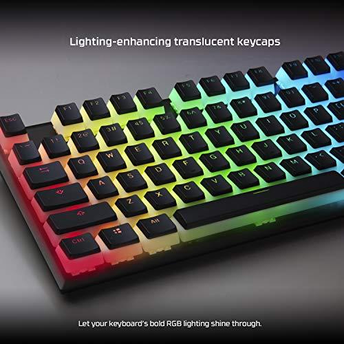 Tapas de teclado HyperX Pudding - Juego de tapas de teclado de PBT de doble disparo con capa translúcida, para teclados mecánicos, juego completo de 104 teclas, perfil OEM, disposición inglesa (US) - Negro