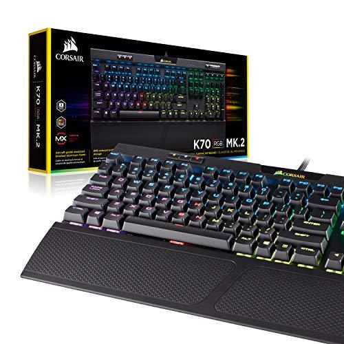 Corsair K70 RGB MK.2 Rapidfire Teclado Mecánico para Juegos - USB Passthrough y Controles de Medios - Rápido y Lineal - Cherry MX Speed - Retroiluminación LED RGB