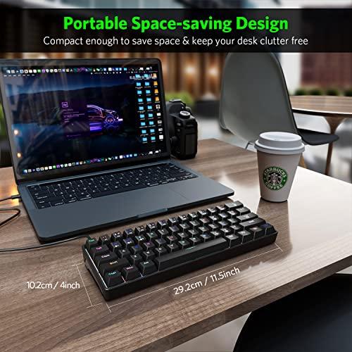 Fiodio Teclado mecánico para juegos con cable de 61 teclas con sonido de clic audible e interruptores azules, mini teclado de ordenador portátil compacto para PC de juegos de Windows,F-DB21