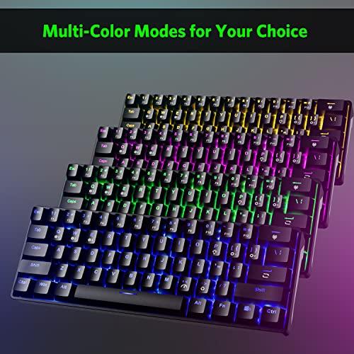 Fiodio 61 tasti RGB Tastiera da gioco meccanica cablata con interruttori blu a scatto udibile, mini tastiera portatile compatta per PC da gioco Windows, F-DB21