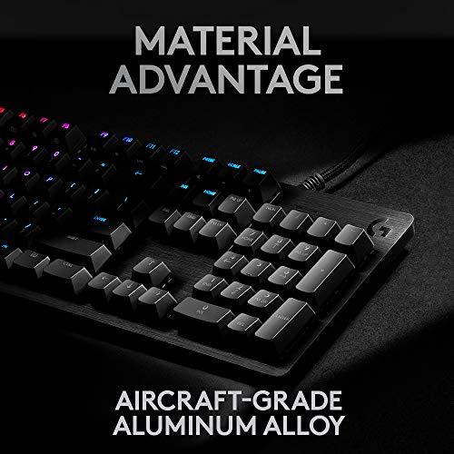 Teclado mecánico para juegos Logitech G513 con retroiluminación RGB e interruptores de teclas GX Blue Clicky (carbono)