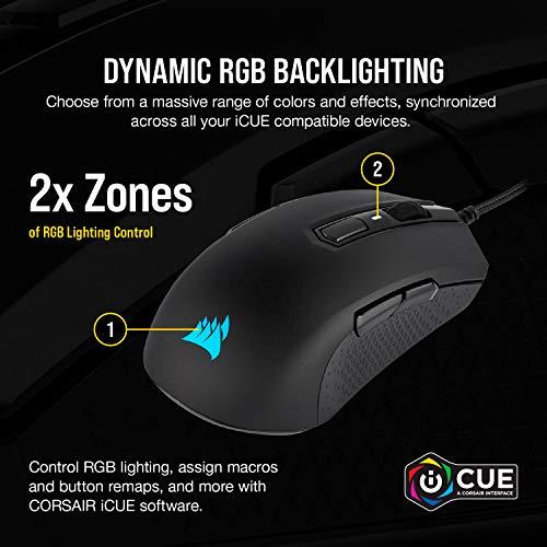 Corsair M55 RGB Pro Wired Ambidextrous Multi-Grip Gaming Mouse - 12,400 DPI capteur réglable - 8 boutons programmables - Black