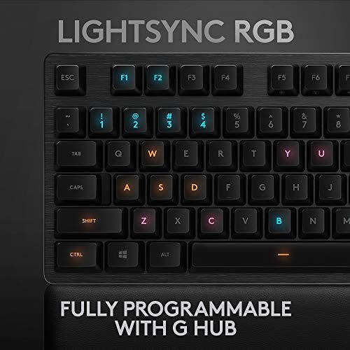 Logitech G513 Clavier de jeu mécanique rétroéclairé RGB avec interrupteurs à touches Clicky GX Blue (Carbon)