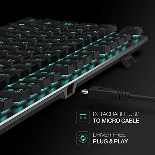 Teclado mecánico HAVIT Backlit Wired Gaming Keyboard Extra-Thin & Light, Kailh Latest Low Profile Blue Switches, 87 Keys N-Key Rollover (Black)