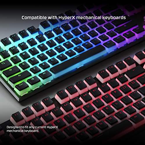 Tapas de teclado HyperX Pudding - Juego de tapas de teclado de PBT de doble disparo con capa translúcida, para teclados mecánicos, juego completo de 104 teclas, perfil OEM, disposición inglesa (US) - Negro