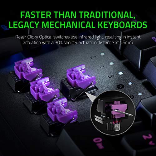 Teclado para juegos Razer Huntsman Elite: Interruptores rápidos del teclado - Interruptores ópticos de clic - Iluminación RGB Chroma - Reposamuñecas magnético de felpa - Teclas multimedia dedicadas y dial - Negro clásico