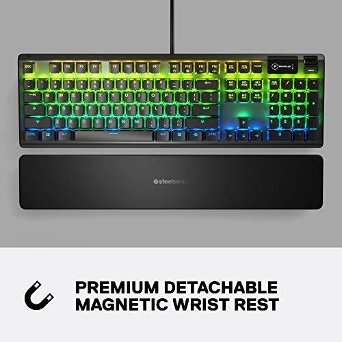 SteelSeries Apex 5 Hybrid Mechanical Gaming Keyboard - podświetlenie RGB dla poszczególnych klawiszy - ramka ze stopu aluminium lotniczego - wyświetlacz OLED Smart Display (Hybrid Blue Switch)