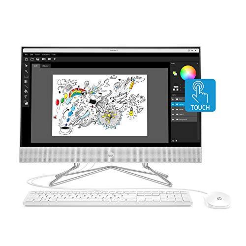 Ordenador de sobremesa HP de 24 pulgadas con pantalla táctil, procesador AMD Ryzen 5 4500U, 12 GB de RAM, 512 GB de SSD, Windows 10 Home (24-dp0160, Plata)