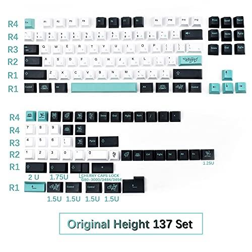 MOLGRIA Keycaps, 137 Set Plant Graphics with Japanese Font Keycaps, PBT OEM Profile Dye Sublimation Custom Keycaps with Keycap Puller for Cherry MX Switch 104/87/71/61 60 Percent Keyboard