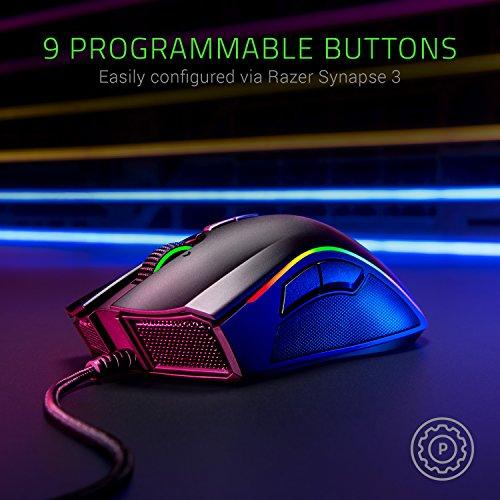 Przewodowa mysz Razer Mamba Elite: czujnik optyczny 16,000 DPI - podświetlenie Chroma RGB - 9 programowalnych przycisków - mechaniczne przełączniki