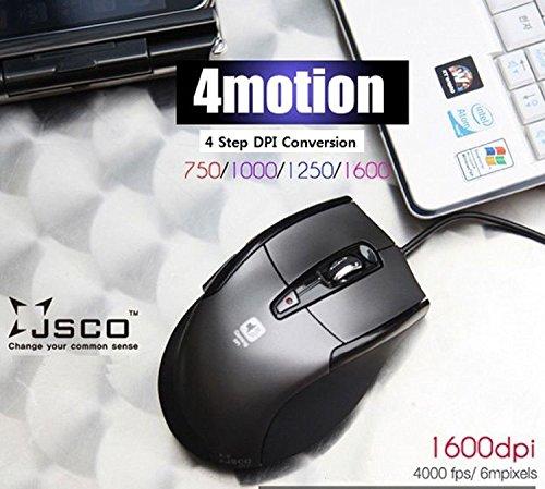 Mouse ottico da gioco USB senza rumore con rotella per computer 1600 DPI super silenzioso JNL-101K Nero Silenzioso