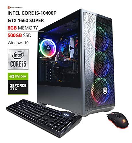 CyberpowerPC Gamer Xtreme VR Gaming PC, Intel i5-10400F 2.9GHz, GeForce GTX 1660 Super 6GB, 8GB DDR4, 500GB NVMe SSD, Wi-Fi Ready & Windows 10 Home (GXiVR8060A10)