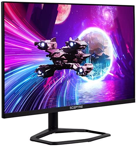 Monitor para juegos AMD FreeSync Premium HDMI DisplayPort de 27 pulgadas a 240 Hz y altavoces integrados ajustables en altura, color negro cañón (E275B-FWD240)