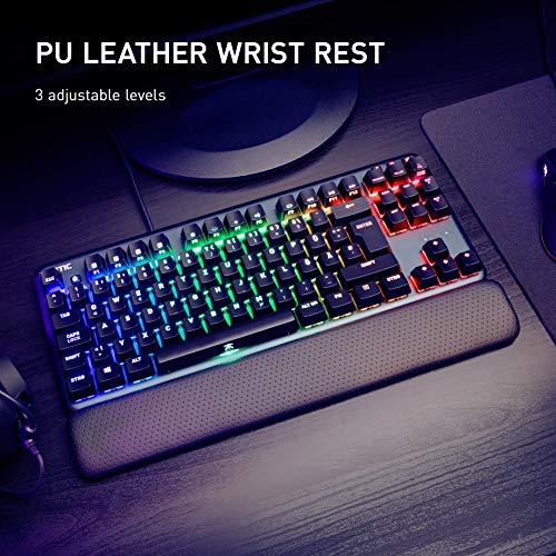 Fnatic miniSTREAK - Clavier mécanique de jeu RVB rétroéclairé par LED - Commutateurs Cherry MX Silent Red - Petit clavier compact portable sans clé - Repose-poignets ergonomique - Clavier de jeu Esports professionnel