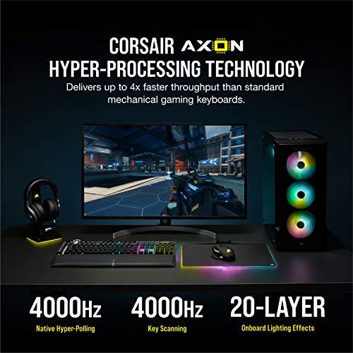 Teclado mecánico para juegos Corsair K100 RGB - Teclas CHERRY MX SPEED RGB Silver - Tecnología AXON Hyper-Processing para un rendimiento 4 veces más rápido - LightEdge RGB de 44 zonas - Tapas de teclado PBT Double-Shot