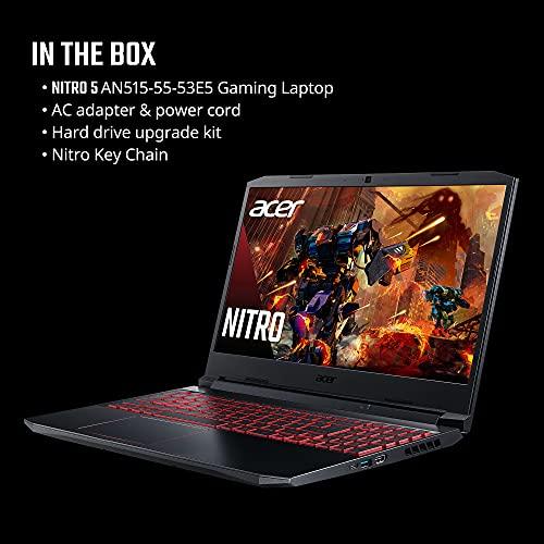 Acer Nitro 5 AN515-55-53E5 Gaming Laptop | Intel Core i5-10300H | NVIDIA GeForce RTX 3050 Laptop GPU | 15.6" FHD 144Hz IPS Display | 8GB DDR4 | 256GB NVMe SSD | Intel Wi-Fi 6 | Beleuchtete Tastatur