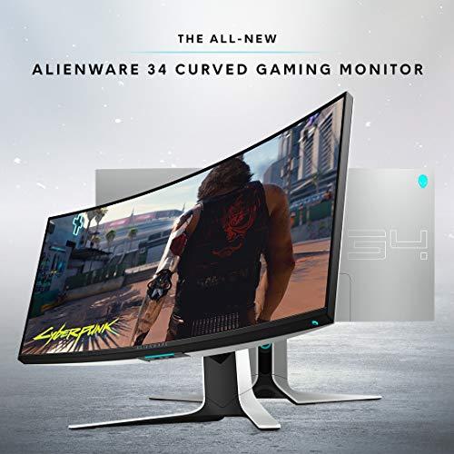 Alienware 120Hz UltraWide Gaming Monitor 34 pollici curvo con display WQHD (3440 x 1440) antiriflesso, tempo di risposta di 2ms, Nvidia G-Sync, Lunar Light - AW3420DW