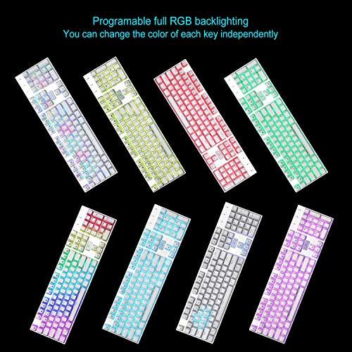 E Element Z-88 RGB Mechanical Gaming Keyboard, Red Switch - Linear & Quiet, Programmable RGB Backlit, Water Resistant, 104 Keys Anti-Ghosting for Mac PC, White (Renewed)
