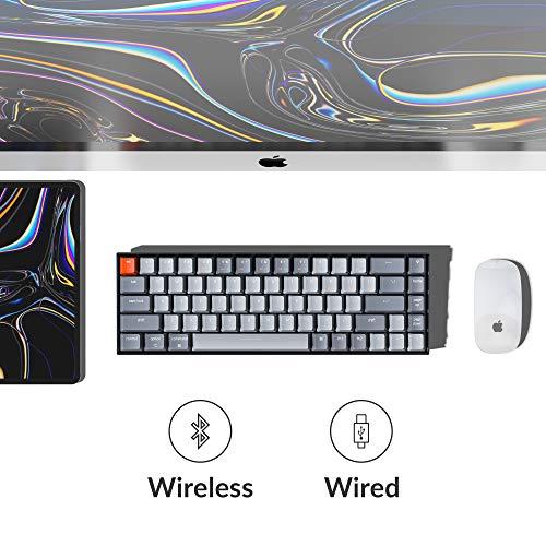 Keychron K6 65% Compact Wireless Mechanical Keyboard für Mac, Hot-swappable White Backlight, Bluetooth, Multitasking, Type-C Wired Gaming Keyboard für Windows mit Gateron G Pro Brown Switch