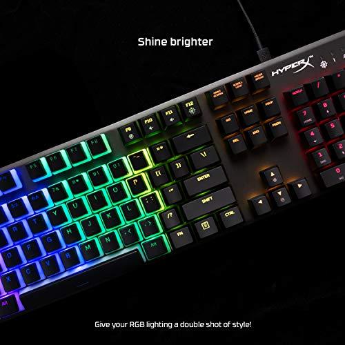 Tapas de teclado HyperX Pudding - Juego de tapas de teclado de PBT de doble disparo con capa translúcida, para teclados mecánicos, juego completo de 104 teclas, perfil OEM, disposición inglesa (US) - Negro