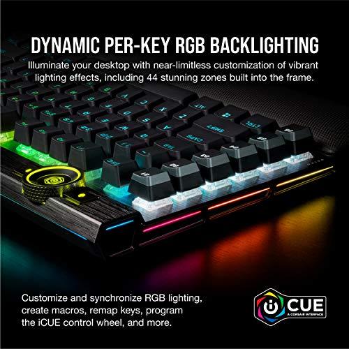 Teclado mecánico para juegos Corsair K100 RGB - Teclas CHERRY MX SPEED RGB Silver - Tecnología AXON Hyper-Processing para un rendimiento 4 veces más rápido - LightEdge RGB de 44 zonas - Tapas de teclado PBT Double-Shot