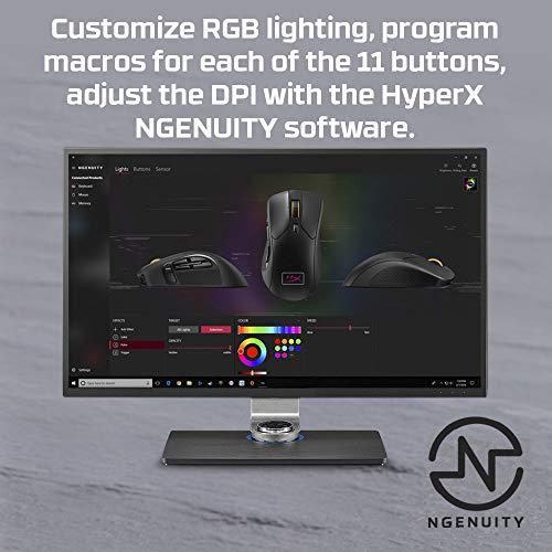 HyperX Pulsefire Raid - Souris de jeu, 11 boutons programmables, RGB, design ergonomique, poignées latérales confortables, personnalisation par logiciel
