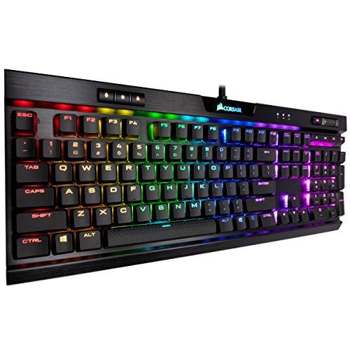 CORSAIR K70 RGB MK.2 RAPIDFIRE Low Profile - LED RGB rétroéclairées - Passthrough USB et contrôles des médias - Profil bas le plus rapide et linéaire - Cherry MX Speed