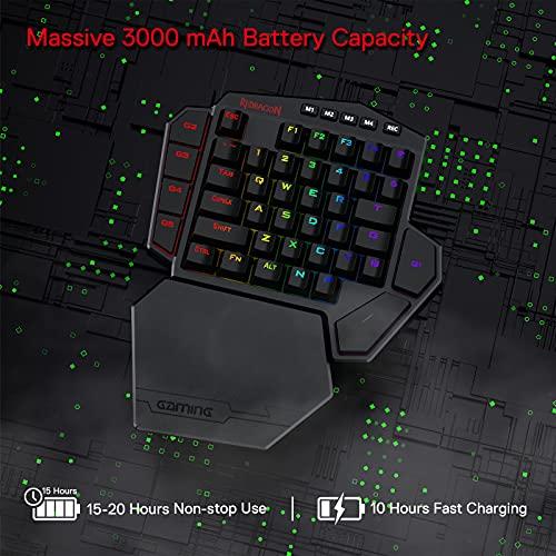 Redragon K585 DITI Tastiera meccanica senza fili a una mano, 42 tasti 2.4Ghz RGB 40% Tastiera da gioco con 7 tasti macro integrati, supporto per il polso staccabile, batteria durevole (interruttore blu)