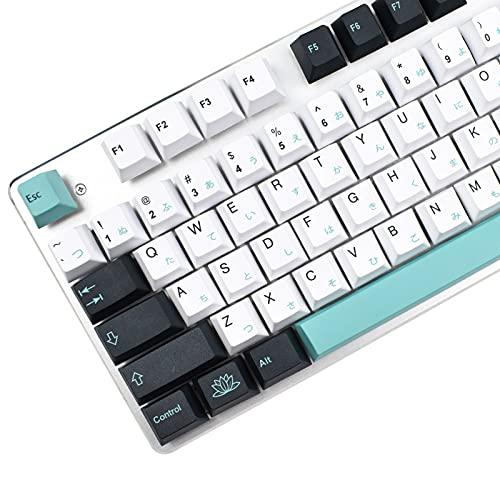 Cache-clé MOLGRIA, 137 jeux de cache-clé à graphisme végétal avec police japonaise, cache-clé personnalisé PBT à profil OEM à sublimation thermique avec extracteur de cache-clé pour clavier Cherry MX Switch 104/87/71/61 60 %