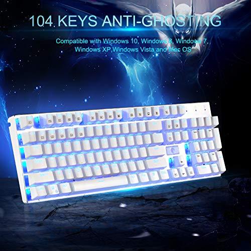 E Element Z-88 RGB Mechanical Gaming Keyboard, Red Switch - Linear & Quiet, Programmable RGB Backlit, Water Resistant, 104 Keys Anti-Ghosting for Mac PC, White (Renewed)