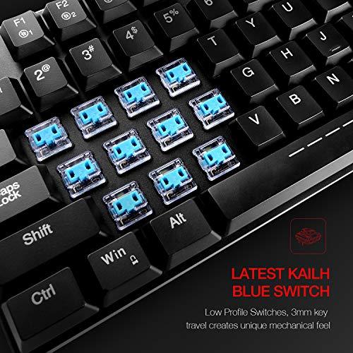 Clavier mécanique HAVIT RGB Backlit Wired Gaming Keyboard Extra-Thin & Light, Kailh Latest Low Profile Blue Switches, 104 Keys N-Key Rollover HV-KB395L (Black)