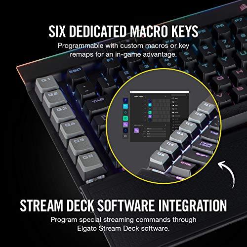 Corsair K95 RGB Platinum Teclado mecánico para juegos - 6 teclas macro programables - USB Passthrough y controles multimedia - Velocidad Cherry MX más rápida - Retroiluminación LED RGB - Acabado negro